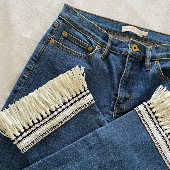 Tory Burch Connor Fringe Jeans - Picture 1 of 10